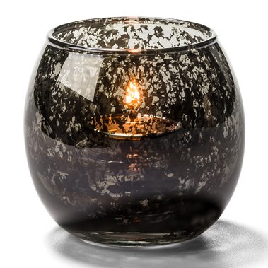 Antique Black - Small Glass Bubble Tealight Holder (H5119ABK)